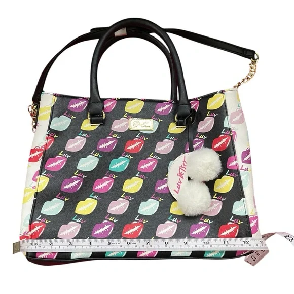 Betsey Johnson Luv Multicolor Bag Lips Kisses Crossbody Purse Cloud/Rainbow Tag - Picture 15 of 16